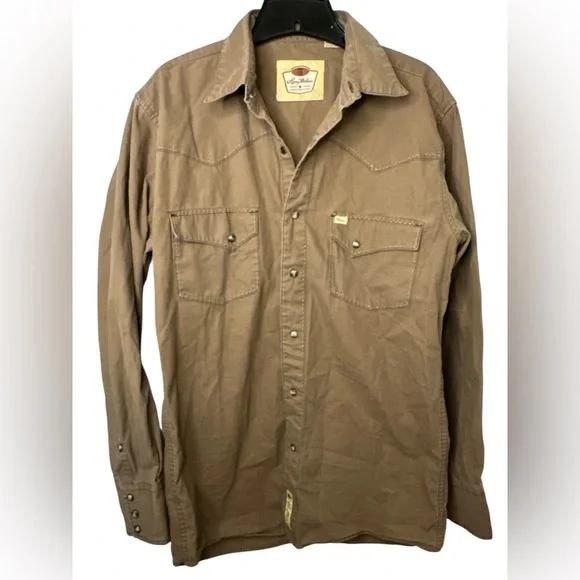 VINTAGE Larry Mahan Western Cowboy Shirt Brown Button-Up Solid Long Sleeve - Picture 1 of 6